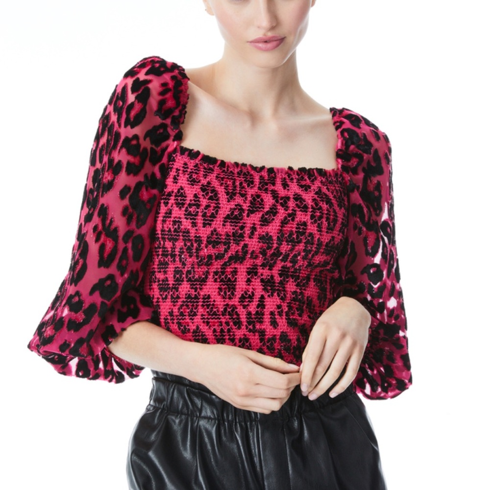 Alice + Olivia Fuchsia Leopard Print Blouse